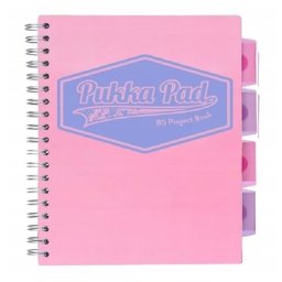 Caiet cu spirala si 4 separatoare Pukka Pad Project Book Pastel, coperti PP, 200pag Matematica, B5, hartie 80g 3032S(PK)-PST
