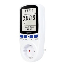 Prelungitor PRIZA LOGILINK, Schuko x 1, conectare prin Schuko (T), contor de cost energie, 16 A, afisaj energie / putere / tarif cost, baterie incorporata, alb, "EM0003" (timbru verde 0.18 lei)