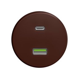 Reblig - Priză USB retro cu porturi USB-A și USB-C, fără ramă, maro