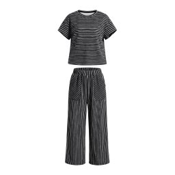 Imily Bela Costum cu pantaloni negru / alb
