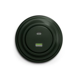 Reblig - Priză USB retro A+C cu ramă, verde