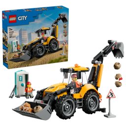 LEGO City Buldoexcavator galben, set de constructie 301 piese, 7+ ani