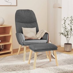 Scaun de relaxare cu taburet, gri deschis, material textil GartenMobel Dekor