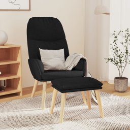Scaun de relaxare cu taburet, negru, textil GartenMobel Dekor