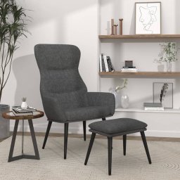 Scaun de relaxare cu taburet, gri închis, material textil GartenMobel Dekor