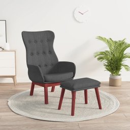 Scaun de relaxare cu taburet, gri deschis, textil GartenMobel Dekor