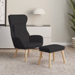 Scaun de relaxare cu taburet, negru, textil GartenMobel Dekor