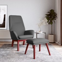 Scaun de relaxare cu taburet, gri deschis, textil GartenMobel Dekor