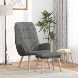 Scaun de relaxare cu taburet, gri deschis, textil GartenMobel Dekor