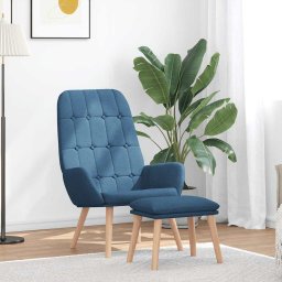 Scaun de relaxare cu taburet, albastru, textil GartenMobel Dekor