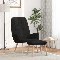 Scaun de relaxare cu taburet, negru, textil GartenMobel Dekor