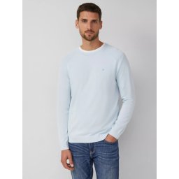 s.Oliver Pulover barbati cu decolteu la baza gatului, din bumbac, maneci raglan, Albastru deschis (SELECTATI MARIMEA: 3XL)