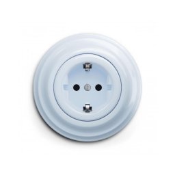 Reblig - Priză retro de perete cu ramă SCHUKO, 230 V/16 A, albastră