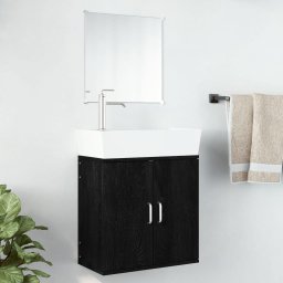 Set de mobilier de baie cu 2 piese, lemn prelucrat negru GartenMobel Dekor