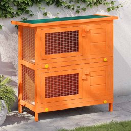 Cusca de iepuri pentru exterior, cusca pentru animale mici, cu 4 usi, din lemn GartenMobel Dekor