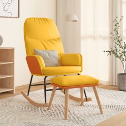 Scaun balansoar cu taburet, galben mustar, textil GartenMobel Dekor