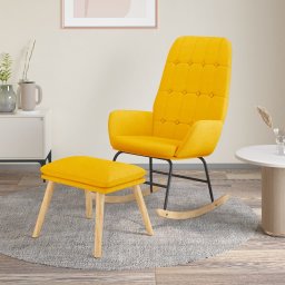 Scaun balansoar cu taburet, galben mustar, textil GartenMobel Dekor