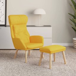 Scaun de relaxare cu taburet, galben mustar, textil GartenMobel Dekor