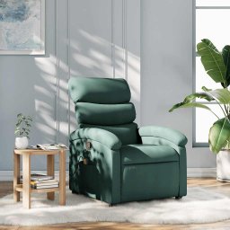 Fotoliu reclinabil cu masaj, verde închis, material textil GartenMobel Dekor