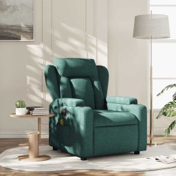 Fotoliu reclinabil cu masaj, verde închis, material textil GartenMobel Dekor