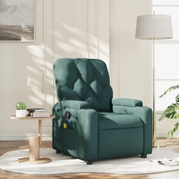 Fotoliu reclinabil cu masaj, verde închis, material textil GartenMobel Dekor