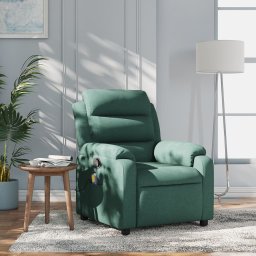 Fotoliu reclinabil cu masaj, verde închis, material textil GartenMobel Dekor