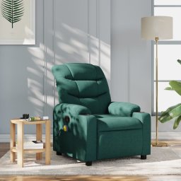 Fotoliu reclinabil cu masaj, verde închis, material textil GartenMobel Dekor