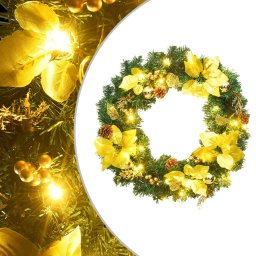 Coroana de Craciun cu lumini LED verzi, 60 cm, PVC GartenMobel Dekor
