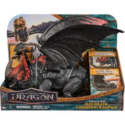 Dreamworks Dragons World of Berk - Figurina Red Death Chomping Rampage de 28 cm „How to Train Your Dragon”, Multicolor, 4 ani+