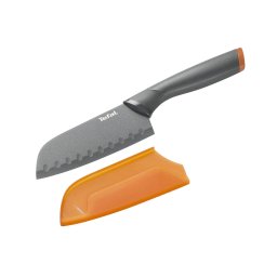 Cutit Santoku Tefal Fresh Kitchen K1220114, 12 cm (Negru/Portocaliu)