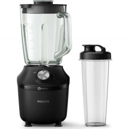 Blender Philips Pro-Blend Serie 3000 HR2291/41, 600W, 2 setari viteza + functie turbo, vas de sticla gradat, capacitate maxima: 2L, capacitate totala: 1,25L, sistem ProBlend, culoare: negru