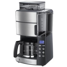 Cafetiera Russell Hobbs Grind & Brew 25610-56, 1000 W, 1.25 l, 250 g, Rasnita ajustabila, Selector aroma, Inox/Negru