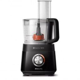 Robot de bucatarie Philips Viva Collection HR7510/10,800W, tehnologie PowerChop, 29 de functii, vas rezistent de 1.5L (capacitate de lucru 1L), disc 2 in 1, presa de citrice, tub XXL de alimentare, Negru