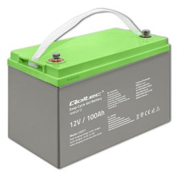 Baterie cu gel, Qoltec, Aluminiu, 12V, 100Ah, Gri