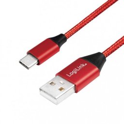 Cablu LogiLink USB-A - USB-C 1,0m impletit rosu