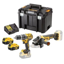 Set masina de gaurit si insurubat Dewalt, polizor unghiular, cu 2 acumulatori, incarcator