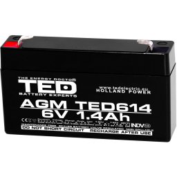 Acumulator Ted Electric TED002839, 6V Stationar VRLA, Dimensiuni 97 x 24 x 52 mm, Baterie 6V 1.4Ah F1