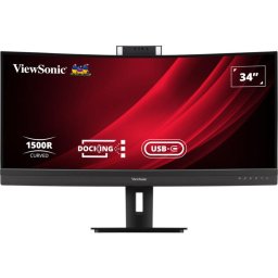 Monitor LED ViewSonic VG3457CV, Curbat, 34 inch, UWQHD VA, 5 ms, 100 Hz, Webcam, HDMI, DisplayPort, USB-C, Negru