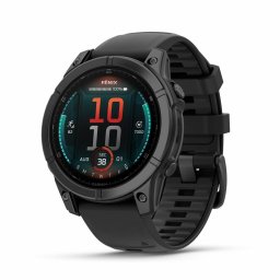 Smartwatch Garmin, fenix E, 47mm, Glass, Otel inoxidabil, Slate Gray Steel, Black Silicone Band