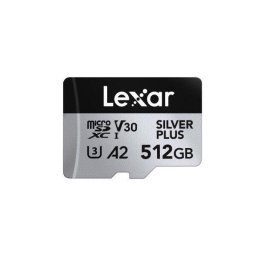 Card de memorie microSDXC Lexar Professional Silver Plus 512 GB, UHS-I U3, V30, A2 + Adaptor SD