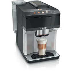 Espressor automat Bosch VeroCafe TPE40307, 1500W, 9 bauturi, 15 bari, Touch control & display color, 1.9 l, rasnita ceramica, dispozitiv spumare lapte MilkMagic Plus, Negru-Argintiu
