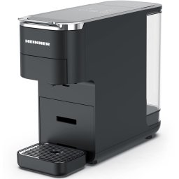 Espressor cu capsule 4 in 1 Heinner HEMC-DD15BK, 1525 W, Rezervor 1.5 l, Ecran digital si control tactil, Compatibil cu Nespresso, Dolce Gusto, Ese Pods/Cafea pudra, Cafea macinata, Negru