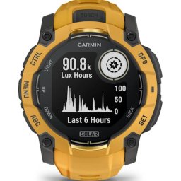 Smartwatch Garmin Instinct 3, 50mm, Solar, GPS, Android/iOS, Sunburst, curea silicon, Galben solar cu Gri