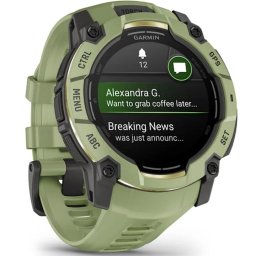Smartwatch Garmin Instinct 3, 50 mm, AMOLED, GPS, Android/iOS, curea silicon, Verde