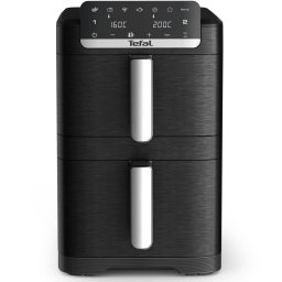 Friteuza dubla cu aer cald Tefal Easy Fry Crispy Stack EY7528E0 air fryer, 2700 W, capacitate 10 L, temperatura ajustabila, 7 programe, 2 compartimente, display digital, oprire automata, Negru