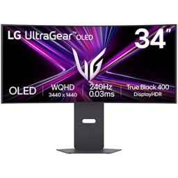 Monitor Gaming LG curbat UltraGear 34GX900A-B.AEU, 34", WQHD (3440 x 1440), OLED, 240Hz, 800R, 0.03ms GtG, DisplayHDR True Black 400, compatibil NVIDIA G-Sync, VRR, VESA Adaptive Sync, difuzoare 7Wx2, HDMI, DisplayPort, USB-C, Negru
