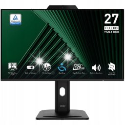 Monitor LED MSI PRO MP272PMG 27", IPS, FHD, 120Hz, camera web, 612x429x227mm, HDMI, Display Port, USB 2.0, difuzoare Pivot, Negru