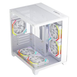 Carcasa 1stPLAYER Gaming BV5-wh, 5 ventilatoare aRGB plus PWM, Micro-ATX, telecomanda, Alb