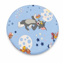 Saltea rotunda pat bebe DualNest 67x67x7 cm in 3 straturi, 2 fete diferite husa Tom si Jerry bumbac - ASC6427968128364