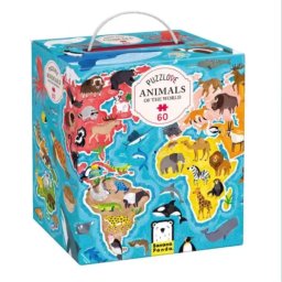 Banana Panda: Animalele lumii puzzle tip hartă - 60 piese